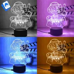 Lampada 3D LED USB One Piece Monkey D. Rufy Luffy Wanted Base con Telecomando - Picture 1 of 11