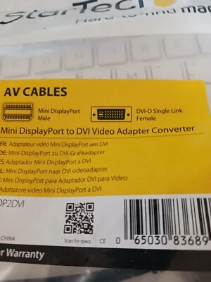 STARTECH MINI DISPLAY PORT TO DVI VIDEO ADAPTER CONVERTER - Image 1 of 2