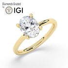 Igi , 1.10 Ct, Solitaire Lab-Grown Oval Diamond Engagement Ring ,18K Yellow Gold