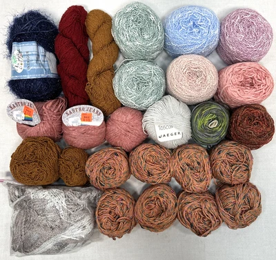 Lot Of Yarn 26 Skeins, Balls & Bundles - Assorted Brands, Colors - 3lbs - Image 1 of 4