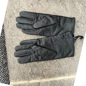 NWT Adrienne Vittadini Women's Gloves Leather Cashmere Blend Black Size L Flaw - Picture 1 of 9