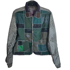 VTG C:eed by Carla Freeman Patchwork Reversible Jacket M Quilt Silk Art to Wear - Picture 1 of 13