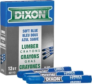 Dixon Industrial Lumber Marking Crayons, 4.5" x 1/2" Hex, Soft-Blue, 12-Pack... - Picture 1 of 3