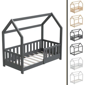 HAGO24 cuna 140x70 casa techo Montessori madera suelo cama de juego somier - Imagen 1 de 64