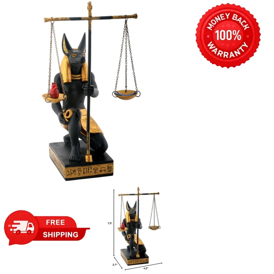 Summit Collection Black and Gold Anubis Scales of Justice Egyptian Statuette