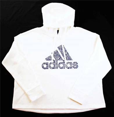Adidas Mujer Sudadera con Capucha 3X Pullover Sudadera Top Manga Larga Cebra Logo Blanco NUEVO Foto 1 de 4