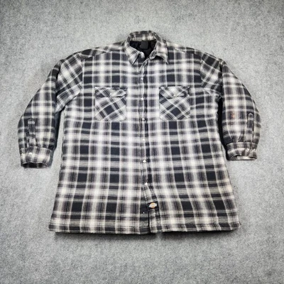 Chaqueta Camisa Dickies Mujer Franela Acolchada Forrada Negra Blanca A Cuadros De Gran Tamaño Foto 1 de 4