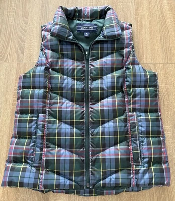 Lands' End Women's Down Puffer Jacket Vest Tartan Plaid Coat Sz Medium New - Image 1 of 4