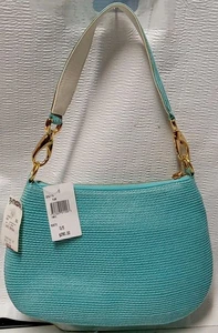 $290 AUTHENTIC ERIC JAVITS New York WOVEN BLUE/ GOLD SHOULDER HANDBAG NWT - Picture 1 of 12