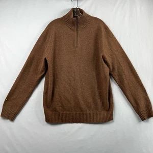 J.Crew Sweater Mens Large Tall 1/4 Zip Lambswool Brown Classic Pullover Preppy - Picture 1 of 13