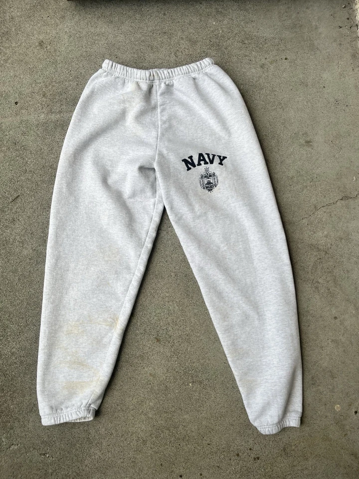 Vintage Navy US Naval Academy Issued Sweatpants Joggers Gray USN USA 90s Large - Image 1 of 4