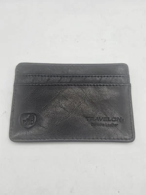 Funda plana para tarjetas Travelon RFID ID de cuero con bolsillo frontal Foto 1 de 4