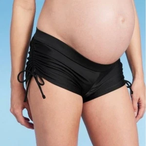 Isabel Maternity by Ingrid & Isabel Size XL Maternity Black Side Tie Swim Shorts - Picture 1 of 8