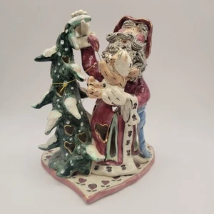 Blue Sky Heather Goldminc Santa Decorating Tree with Little Bear T Lite 2000 - Picture 1 of 9