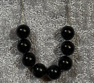 VTG CELLULOID ART DECCO Necklace Black Lucite Silver Venetian Link MCM Retro - Picture 1 of 7