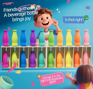 Nuevo Juego de Biberones Adivinar Bebidas Divertidas para Niños a Juego de Colores Primera Infancia - Imagen 1 de 4