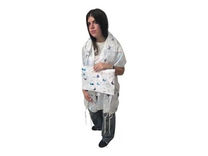 Butterfly Tallit Set For Women Bat Mitzvah Made in Israel w/ Bag & Kippah - Picture 1 of 18