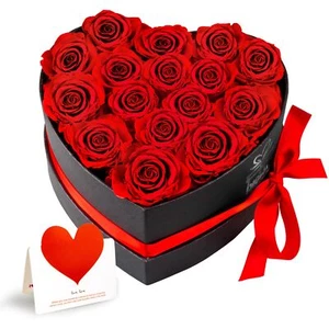 Preserved Flowers,16 Piece Forever Roses Heart Shaped Box with Necklace,Gifts... - Picture 1 of 9
