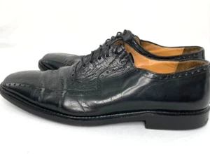 Mezlan Toronto Crocodile Men's Leather Black Oxford Square Toe Shoes 8-9 - Picture 1 of 9