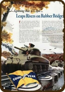 1942 Sherman Tank & Goodyear Reifen Gummibrücke DEKORATIVE REPLIKA METALLSCHILD - Bild 1 von 1