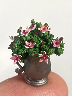 ÚNICO Arreglo Suculento Artesano Vintage Peltre Stein Casa de Muñecas Mini 1:12 Foto 1 de 4