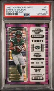 Garrett Wilson Contenders Optic 2022 Rookie Ticket Purple Pulsar /26 Jets PSA 9 - Bild 1 von 2