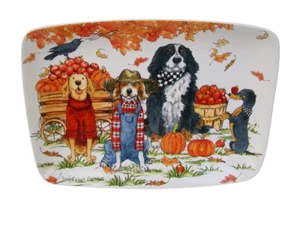 Certified International by Sherri Buck Baldwin Fall Dog Pumpkin Serving Tray - Picture 1 of 6