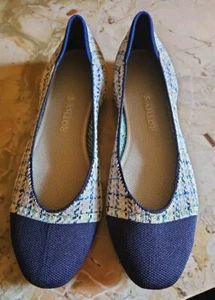 Likenew Rothys Navy  Captoe Slip On Flats SZ 10.5 Mulitcolor Comfort Casual - Picture 1 of 6