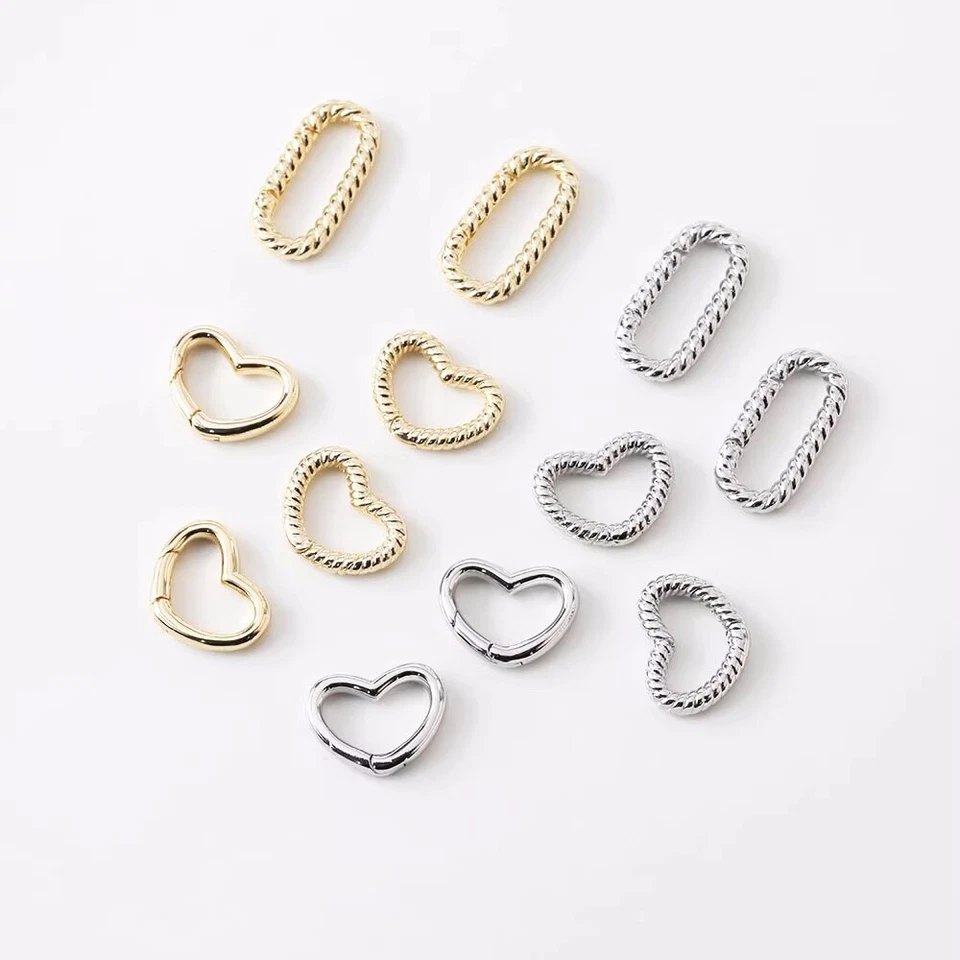 4pc Oval Heart Spring Clasp,Oval Love Heart Lobster Claw Clasp,Jewelry Claw Hook - Image 1 of 1