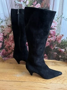 Women’s Prada Suede Mid Calf High Boots Size 37 - Picture 1 of 11