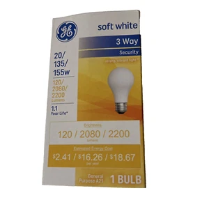 GE Soft White 20/135/155-Watts Three Way Light Bulb A21 Medium Base - Picture 1 of 7