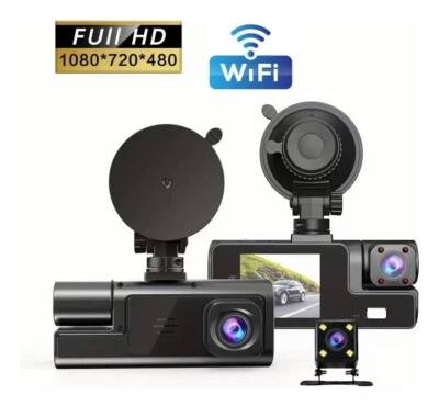 Camera Three-camera lens WIFI car DVR 2-inch IPS screen driving recorder - Image 1 of 4