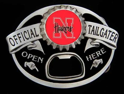 NEBRASKA CORNHUSKERS TAILGATER BOTTLE OPENER BUCKLE Cover