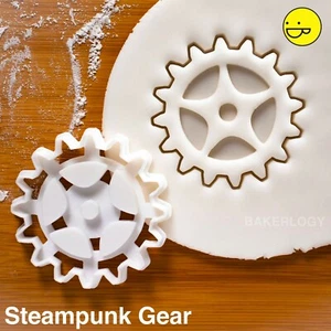 Steampunk Gear cookie cutter | vintage retro futuristic cyberpunk party biscuit - Picture 1 of 6