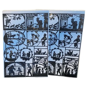 Vintage Paper Fairy Tale Nursery Rhyme Silhouettes Lot Of 2 Sheets - Picture 1 of 2