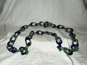 Channel Archimede Seguso Art Glass Necklace Blue Green Chain 28.5” - Picture 1 of 6