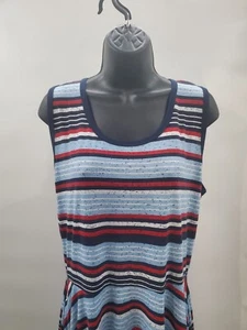 Vestido sin mangas LuLaRoe para mujer XL rojo blanco azul a rayas con bolsillos 4 de julio - Imagen 1 de 10