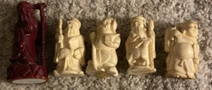 Hand Carved Resin Chinese Mudmen Figurines Buddha & Wisemen Set 4 Figurines Vtg - Picture 1 of 4