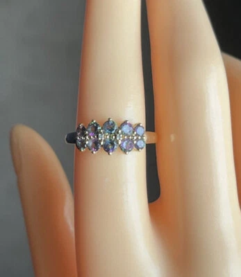 9ct Yellow Gold 0.5ct Mystic Topaz & Diamond Cluster Ring, UK size Q, EU size 57 - Image 1 of 4