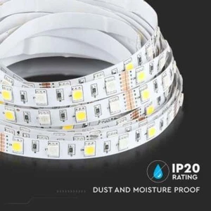 Striscia Strip LED V-TAC 12V 10.8W/m 60LED/m RGB 5mt IP20 - Luce Calda 3000k - Foto 1 di 3
