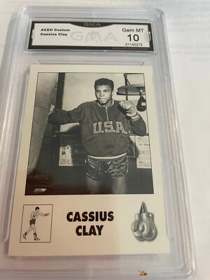 MUHAMMAD ALI CASSIUS CLAY ACEO CUSTOM  GRADED 10 C L@@@K - Image 1 of 2