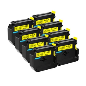 Cinta de etiqueta negra sobre amarilla 8PK M621 MK621 M-K621 para Brother PT-70 3/8" - Imagen 1 de 12
