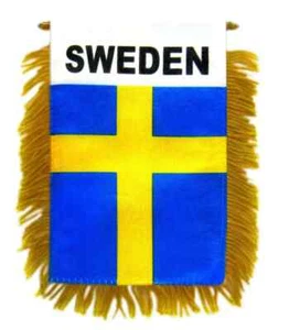 1 Dutzend Schweden Mini Banner Gold Fransen Auto Spiegel Hängefahnen mit Saugnapf - Bild 1 von 3