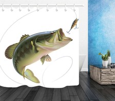 Eat Small Fish Waterproof Bath Polyester Shower Curtain Liner Water Resistant