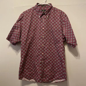 Vintage CLUB ROOM Red Multi-Pattern Cotton Hawaiian Shirt sz L - Picture 1 of 5