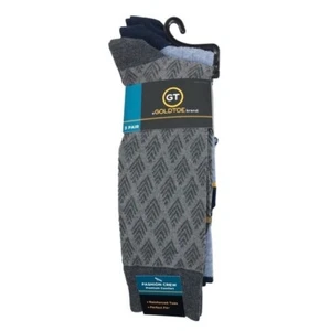 GT by Goldtoe Fashion Crew Socks Reinforced Toes 3 Pair/Pack New - Picture 1 of 4
