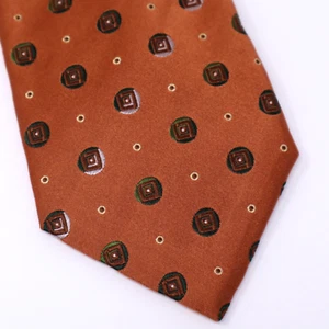 Corbata CANALI Naranja Quemado 100% Seda Geométrica Tejida Satén Hecha en Italia 60" de Largo - Imagen 1 de 11