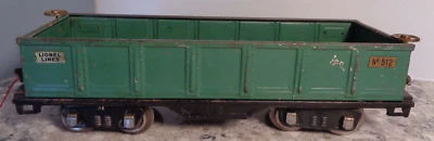 1927-39 VINTAGE PREWAR LIONEL STANDARD GAUGE #512 GREEN GONDOLA - Image 1 of 4