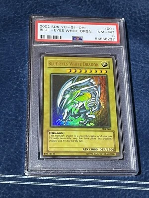 PSA 8 Blue-Eyes White Dragon Misprint Heavy FADED SDK NM Starter Deck Kaiba - Image 1 of 4