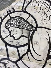 Original Stained Glass Window Cartoon Drawings Plans Study Angel Gabriel Church